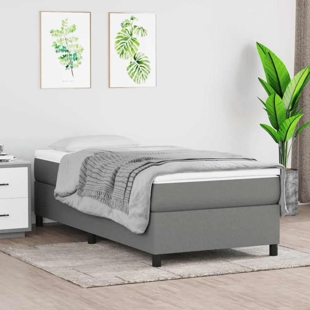 ΚΡΕΒΑΤΙ BOXSPRING ΜΕ ΣΤΡΩΜΑ ΣΚΟΥΡΟ ΓΚΡΙ 90X190 ΕΚ. ΥΦΑΣΜΑΤΙΝΟ 3144384