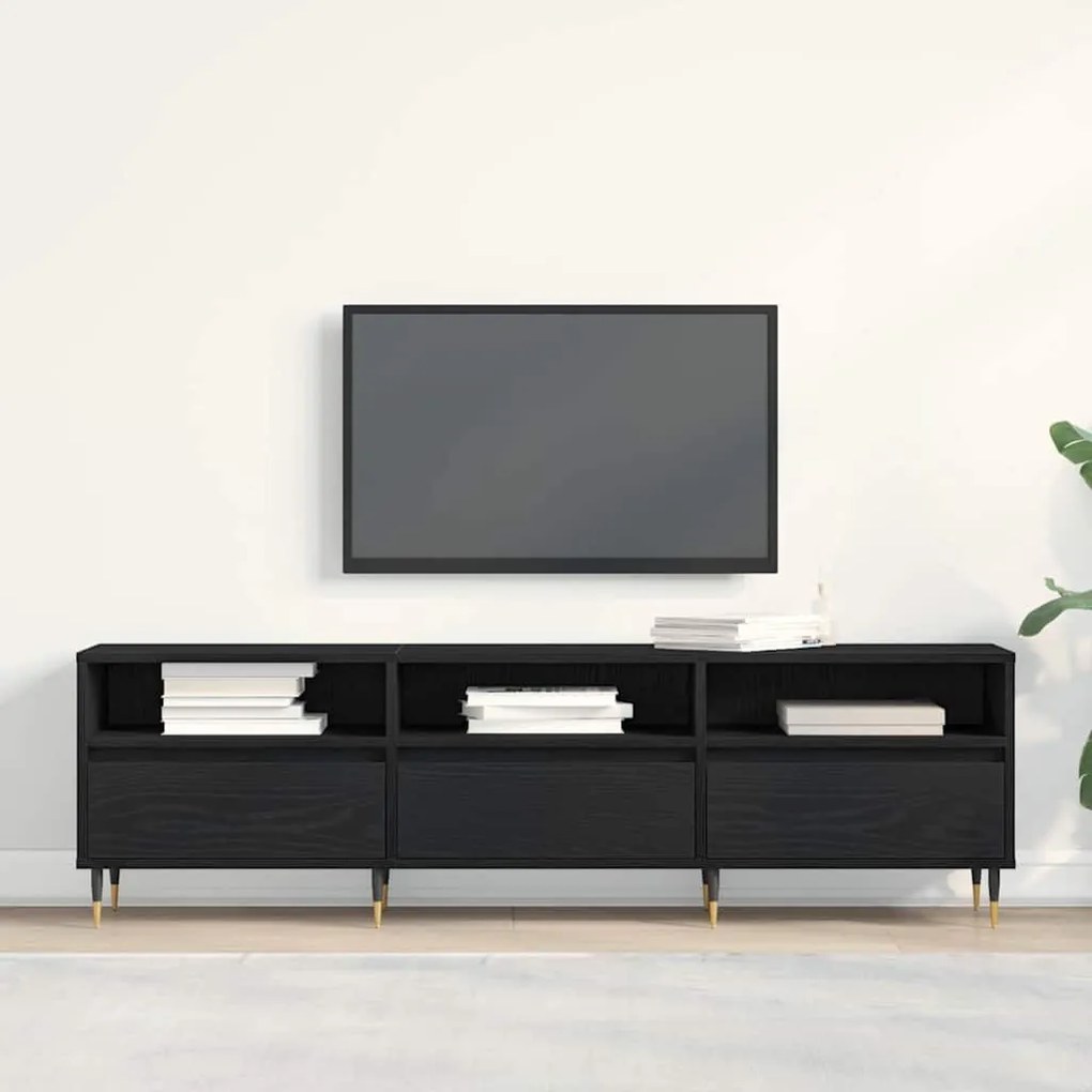 vidaXL Ντουλάπι TV Μαύρη δρυς 150 x 30 x 44.5 εκ. Επεξεργασμένο ξύλο