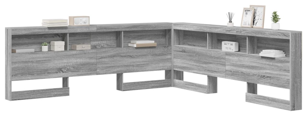 vidaXL Κεφαλάρι Αποθήκης με ράφι Γκρι sonoma 180 cm Επεξεργασμένο ξύλο