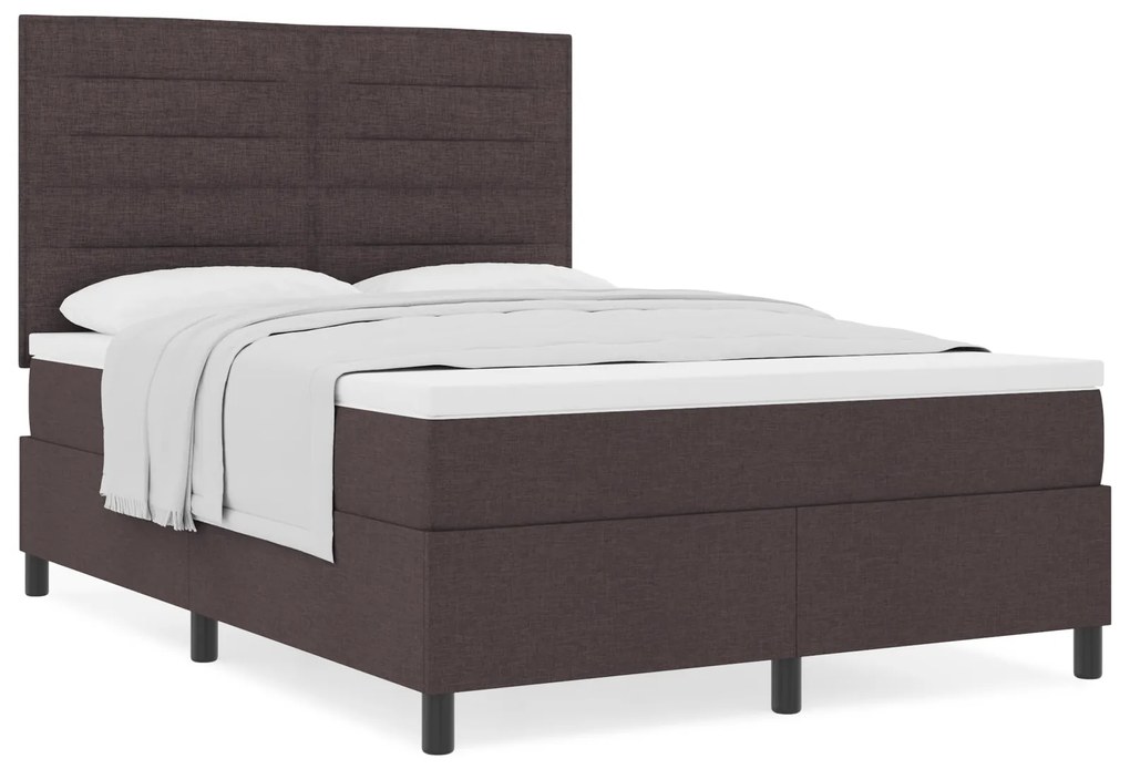 vidaXL Κρεβάτι Box Spring με Κουβάρι Σκούρο Καφέ 160x200 εκ Ύφασμα