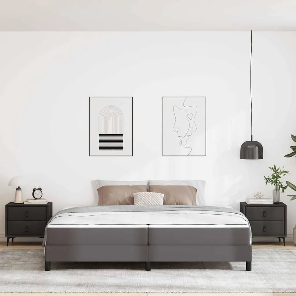 vidaXL Κρεβάτι Άλλο Γκρι 200 x 200 cm Τεχνητό δέρμα