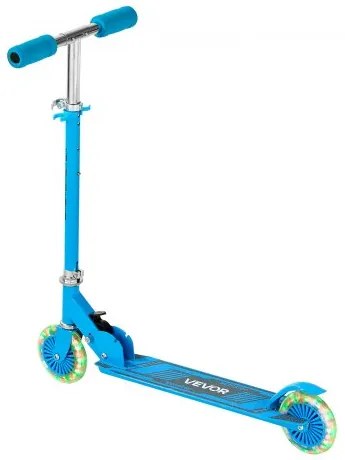VEVOR Kick Scooter for Kids Ages 3+, 2-Wheel Toddler Scooter with Light-Up Wheels, Adjustable Height Handlebar, Wide Anti-Slip Deck, Foldable Lightweight Frame for Boys and Girls up to 49.9 kg, Blue