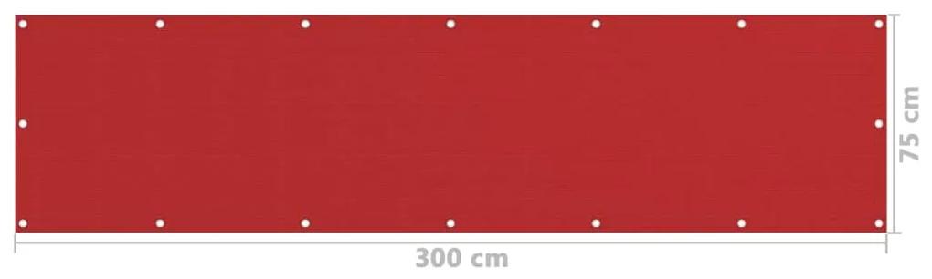 vidaXL Διαχωριστικό Βεράντας Κόκκινο 75 x 300 εκ. από HDPE