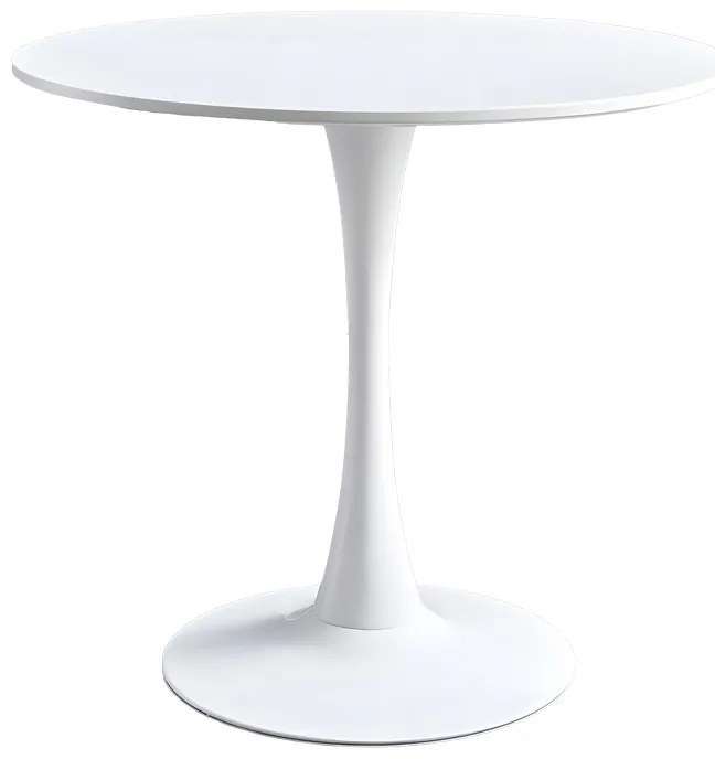 Τραπεζαρία Elijah-Julita pakoworld σετ 3τεμ pp-pu σε λευκή απόχρωση με φυσικό πόδι Φ60x74εκ