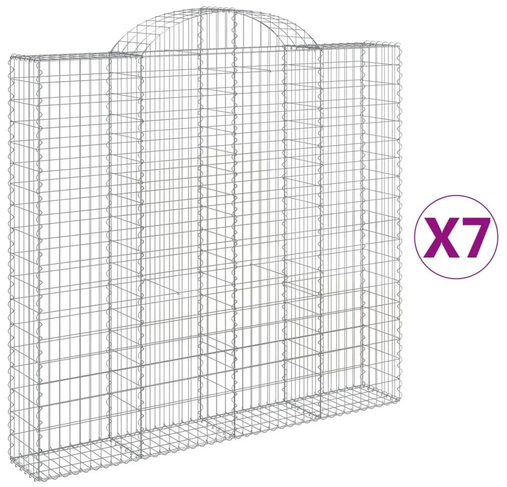 vidaXL Συρματοκιβώτια Τοξωτά 7 τεμ. 200x30x180/200 εκ. Γαλβαν. Ατσάλι