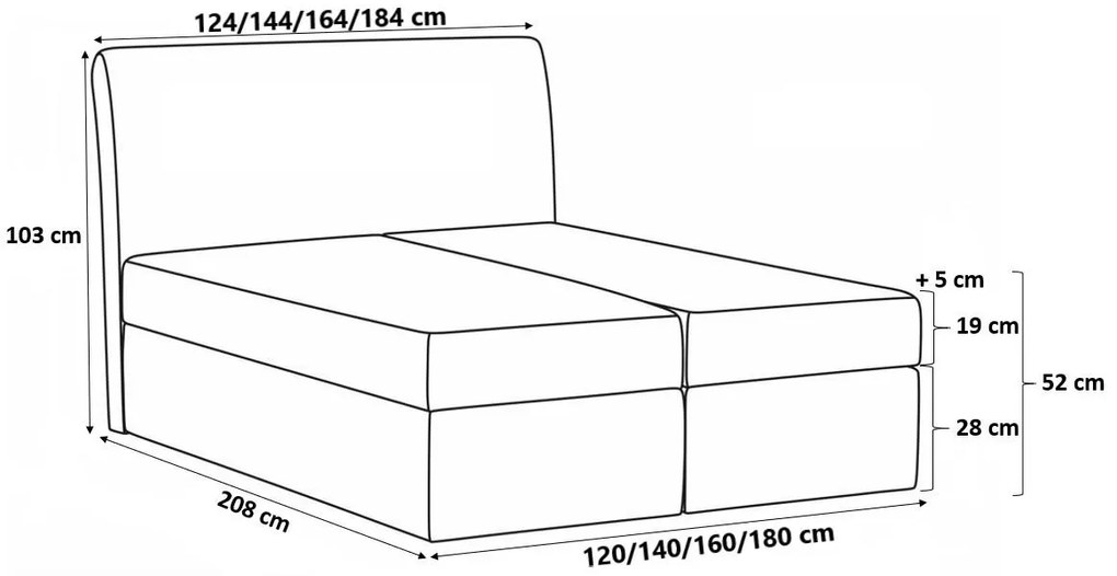 Επενδυμένο κρεβάτι Box 7-Kokkino-120 x 200