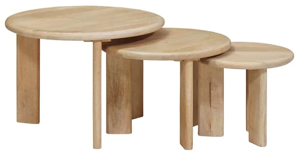 vidaXL Τραπεζάκια Καφέ Στερεών 3 pcs Μαύρο Στερεό ξύλο μάνγκο