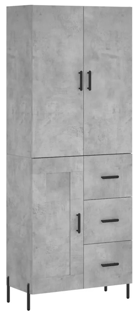 vidaXL Ντουλάπι Γκρι Σκυροδέματος 69,5x34x180 εκ. Επεξεργασμένο Ξύλο