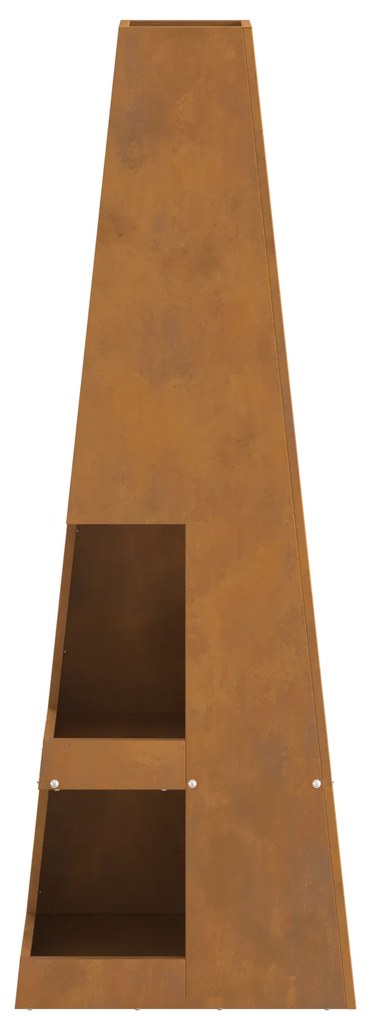 vidaXL Φυτίλι με Αποθήκευση Ξύλων 35x35x100 εκ Από Α weathering Χάλυβα