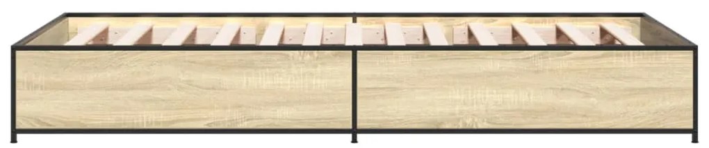 vidaXL Πλαίσιο Κρεβατιού Sonoma Δρυς 75 x 190 εκ. Επεξ. Ξύλο & Μέταλλο