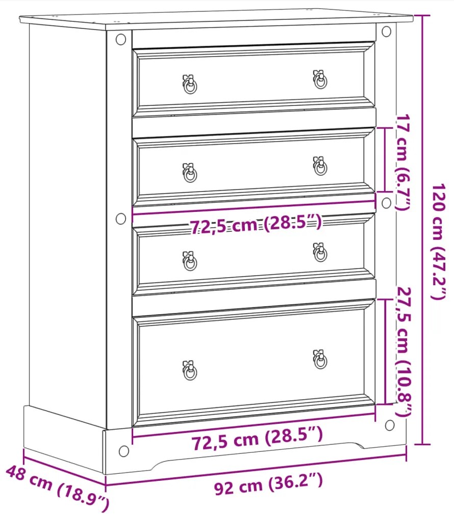 ΣΥΡΤΑΡΙΕΡΑ CORONA 92 X 48 X 120 ΕΚ. ΑΠΟ ΜΑΣΙΦ ΞΥΛΟ ΠΕΥΚΟΥ 4005675