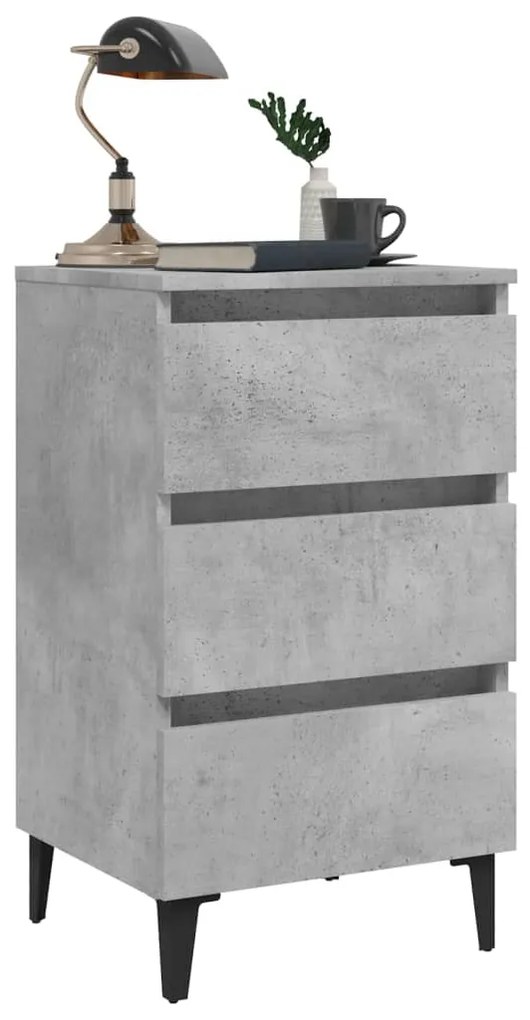 vidaXL Κομοδίνα 2 τεμ. Γκρι Σκυροδέματος 40x35x69 εκ. Μεταλλικά Πόδια