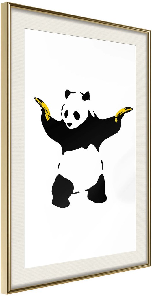 Αφίσα - Banksy: Panda With Guns - 20x30 - Χρυσό - Με πασπαρτού