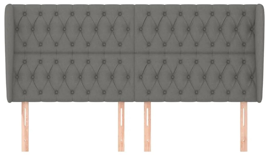 Κεφαλάρι με Πτερύγια Σκούρο Γκρι 183x23x118/128 εκ. Υφασμάτινο - Γκρι