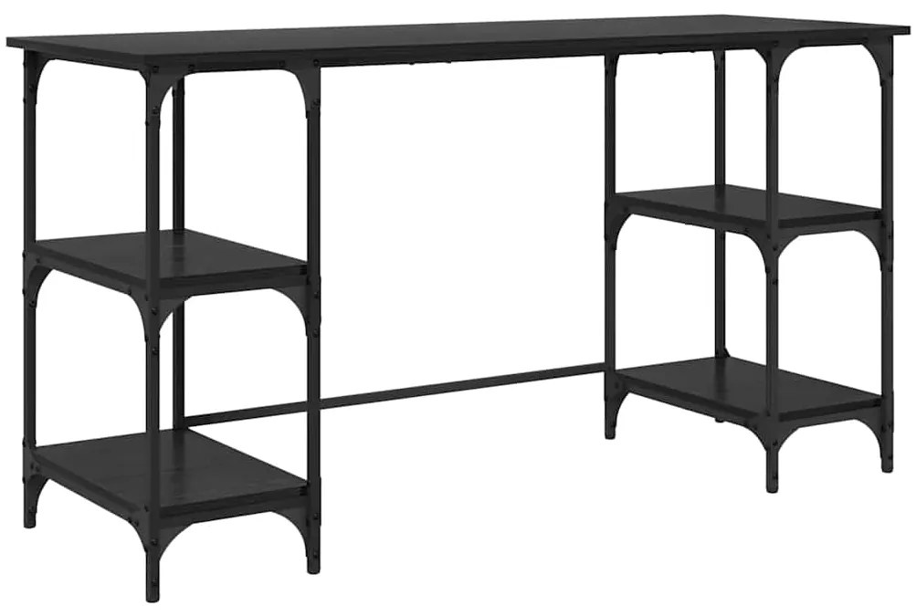 vidaXL Γραφείο με ράφι Μαύρη Οξυά 140 x 50 x 75 εκ. Επεξεργασμένο ξύλο