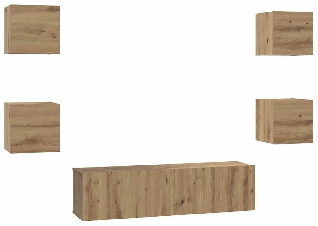 vidaXL Σετ επίπλου τηλεόρασης 6 pcs artisan δρυς 60 x 30 x 30 cm