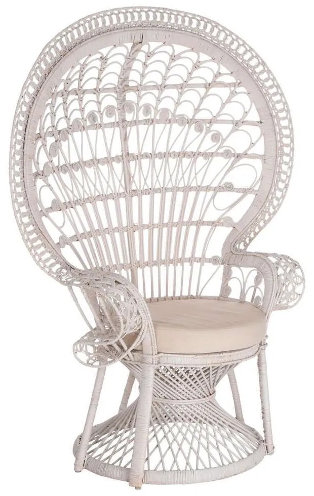 Πολυθρόνα Royal Peacock HM9342.02 Με Μαξιλάρι 114x72x150cm Rattan White