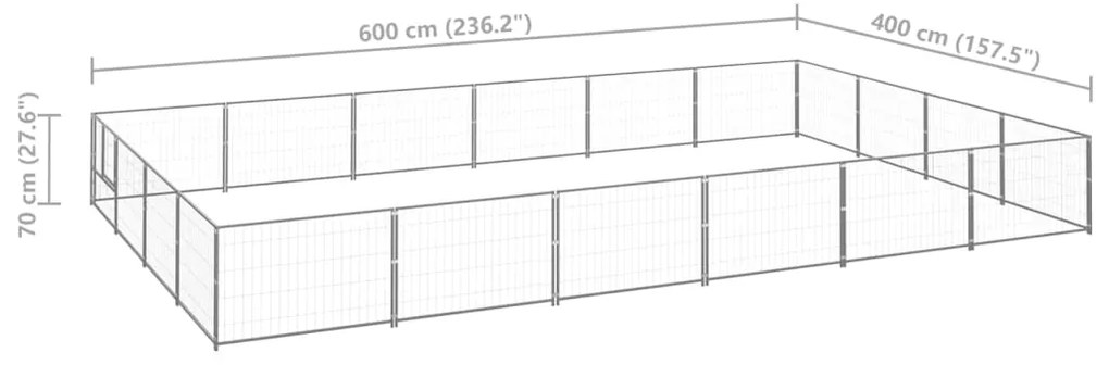 vidaXL Σπιτάκι Σκύλου Ασημί 24 μ² Ατσάλινο