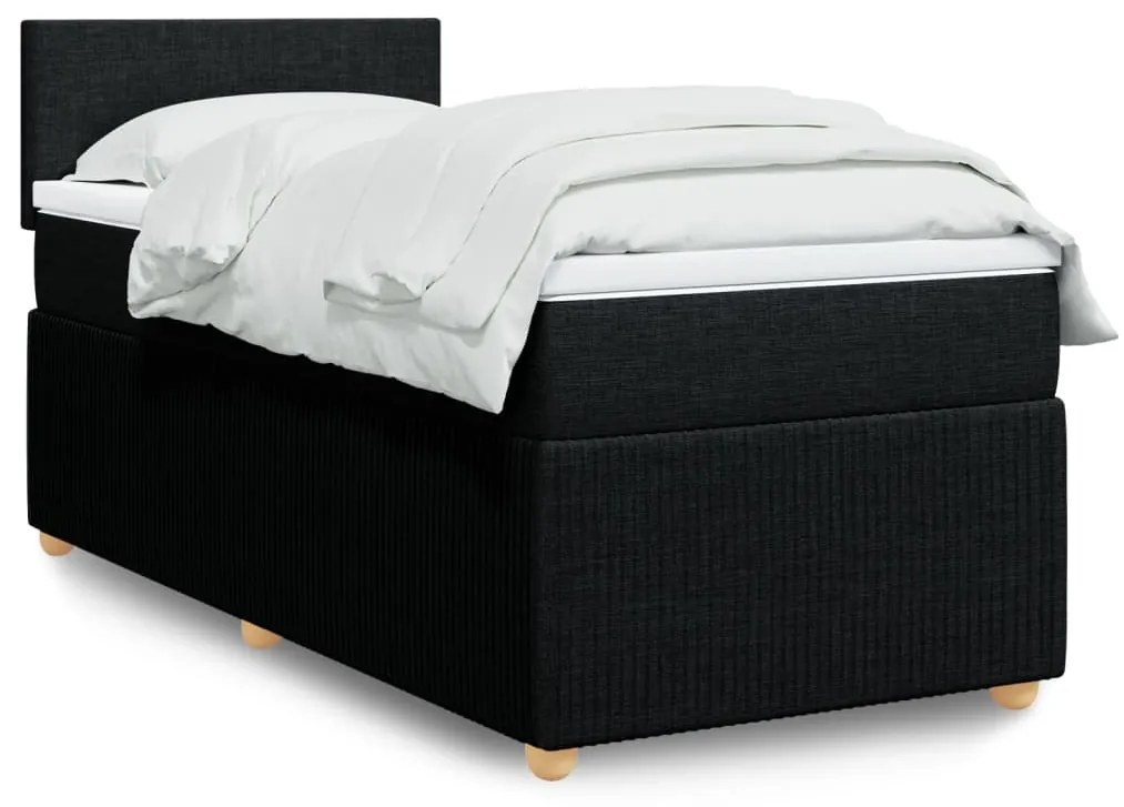 vidaXL Κρεβάτι Boxspring με Στρώμα Μαύρο 90x190 εκ.Υφασμάτινο