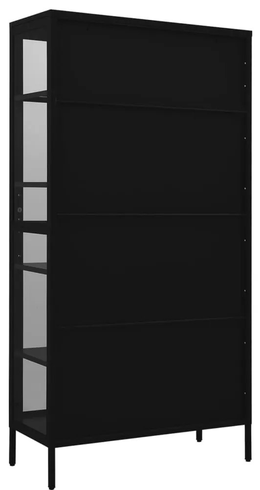vidaXL Ντουλάπα Βιτρίνας Μαύρη 90 x 40 x 180 εκ. Ατσάλι / Ψημένο Γυαλί