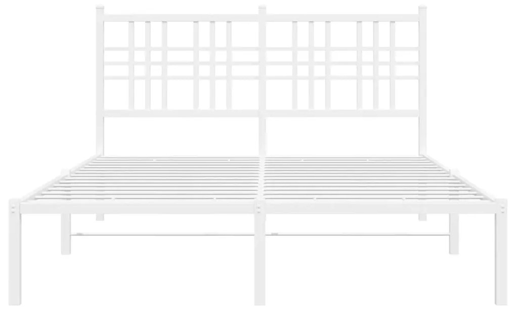 vidaXL Πλαίσιο Κρεβατιού με Κεφαλάρι Λευκό 120x190 εκ. Μεταλλικό