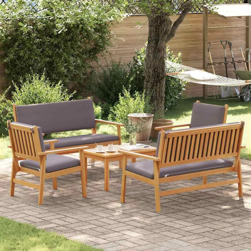 vidaXL Σετ Καναπέ Κήπου 5 pcs Καφέ 75 x 45 x 38 εκ. Μασίφ ξύλο ακακίας