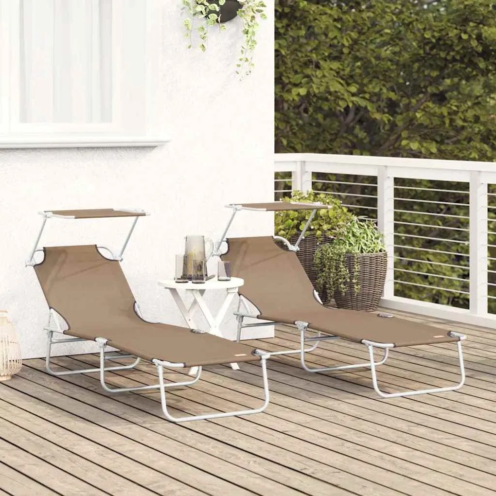 vidaXL Ξαπλώστρα 2-πρόσωπο 2 pcs Taupe 58 x 188 x 77 εκ. ύφασμα