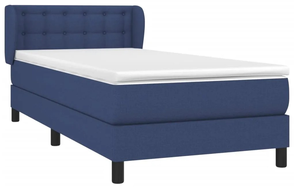 vidaXL Κρεβάτι Boxspring με Στρώμα Μπλε 90x190 εκ.Υφασμάτινο