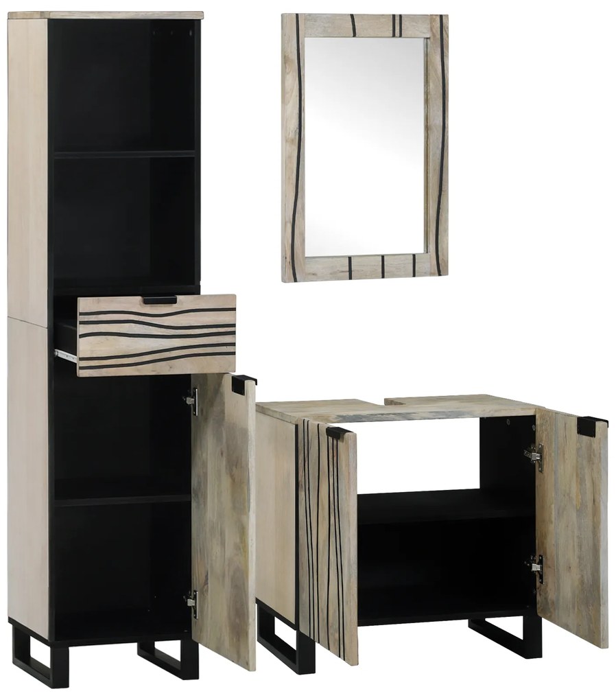 vidaXL Σετ Επίπλων Μπάνιου με συρτάρι 3 pcs Λευκό 38 x 33 x 160 εκ.