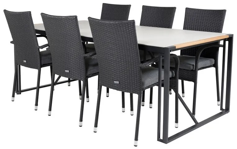 Σετ Τραπέζι και καρέκλες Dallas 2394, Spraystone, Πλαστικό ψάθινο, Ξύλο: Ξύλο Teak, Μαξιλάρι καθίσματος: Ναι | Epipla1.gr