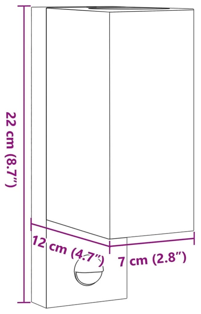 Φωτιστικό Τοίχου Εξωτερ. Χώρου με Αισθητήρα Μαύρο Χυτό Αλουμ. - Μαύρο