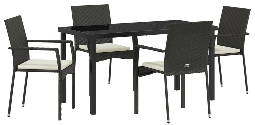 vidaXL Σετ Καρεκλών Κήπου 4 τεμαχίων 5 pcs Μαύρο 140 x 70 x 73 cm