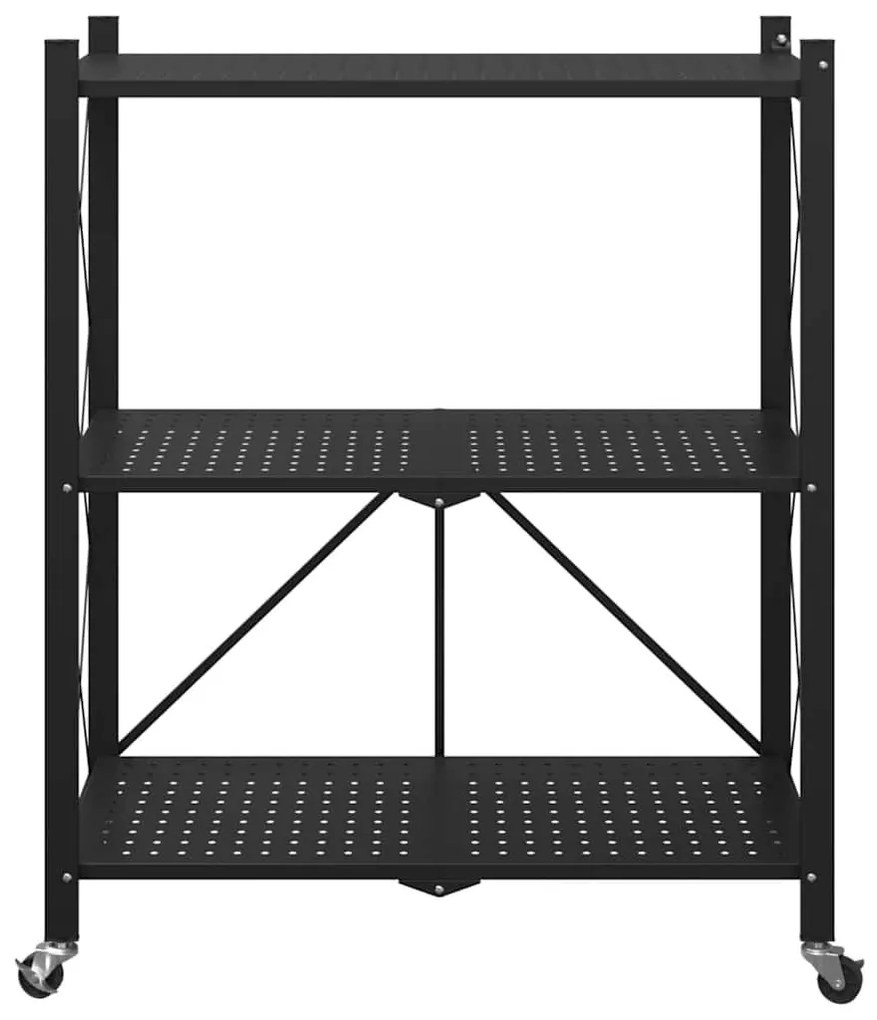 Ράφι αποθήκευσης σε ρόδες Μαύρο 71x34x88 cm Ατσάλι