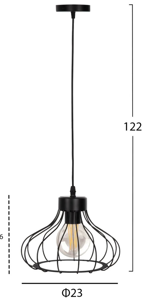 ΦΩΤΙΣΤΙΚΟ ΟΡΟΦΗΣ ΚΡΕΜΑΣΤΟ HM4114 ΜΑΥΡΟ ΜΕΤΑΛΛΙΚΟ ΣΦΑΙΡΙΚΟ ΚΑΠΕΛΟ Φ23x122Yεκ.