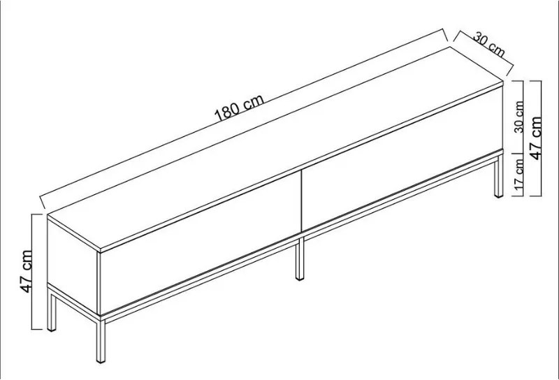 ΕΠΙΠΛΟ ΤΗΛΕΟΡΑΣΗΣ LORD MEGAPAP ΧΡΩΜΑ ΜΑΥΡΟ 180X30X47ΕΚ.