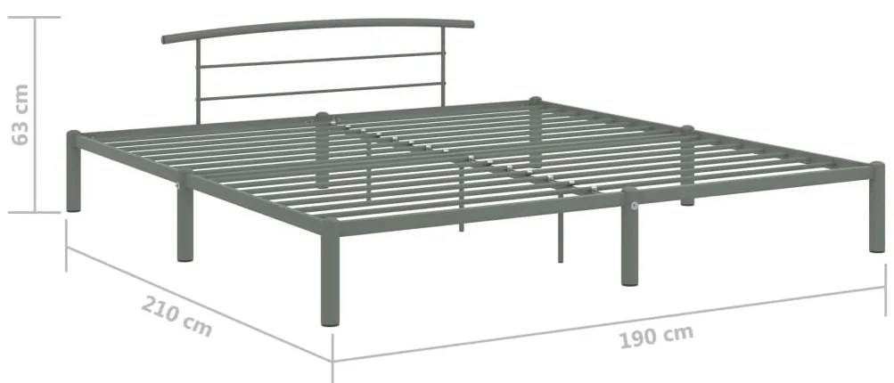 vidaXL Πλαίσιο Κρεβατιού Γκρι 180 x 200 εκ. Μεταλλικό