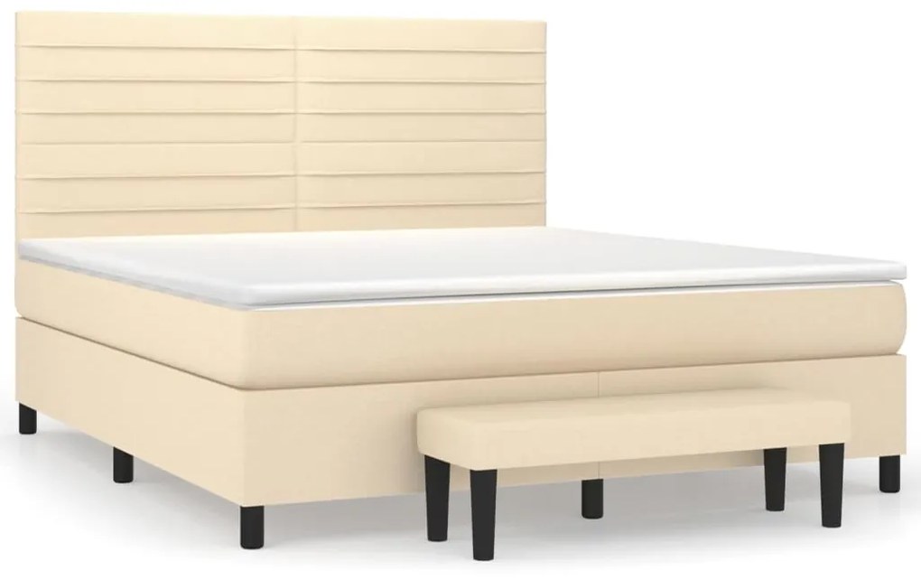 ΚΡΕΒΑΤΙ BOXSPRING ΜΕ ΣΤΡΩΜΑ ΚΡΕΜ 160X200 ΕΚ. ΥΦΑΣΜΑΤΙΝΟ 3136690