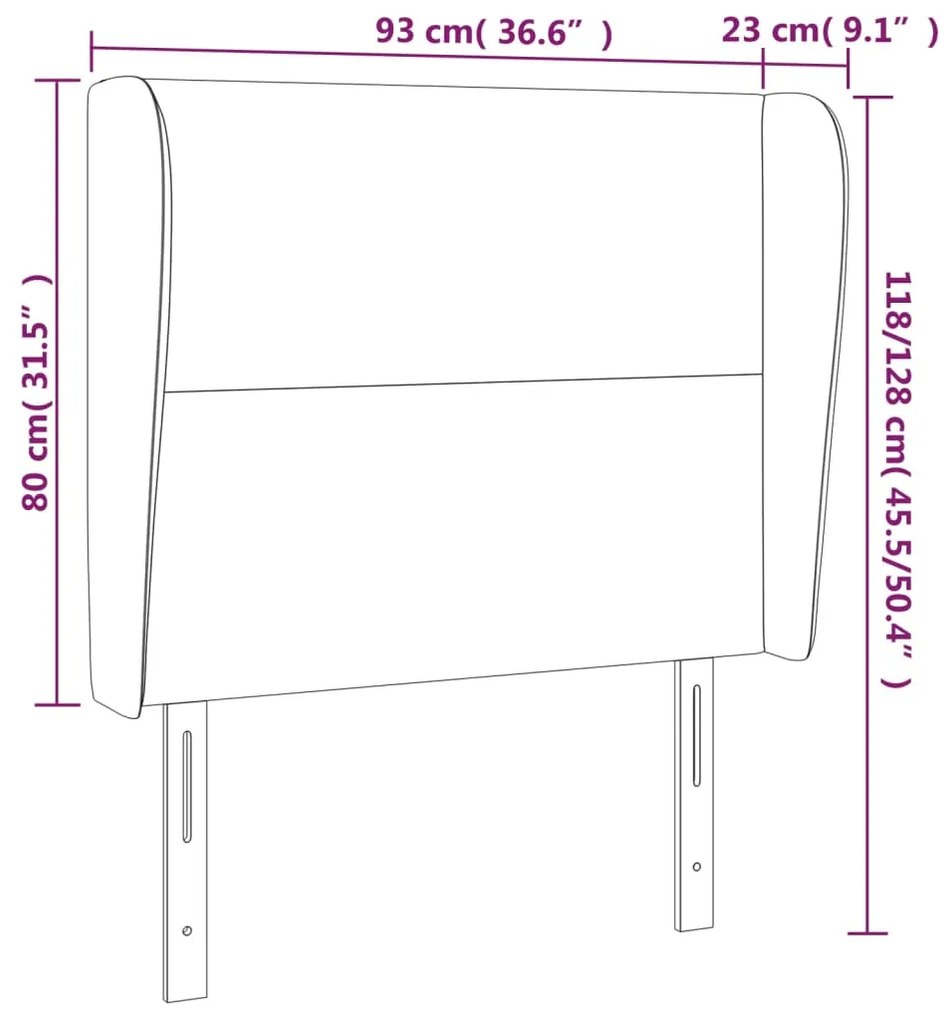 Κεφαλάρι με Πτερύγια Σκούρο Καφέ 93 x 23 x 118/128εκ.Υφασμάτινο 3117661