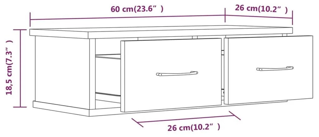 Ντουλάπι Τοίχου Γκρι Sonoma 60x26x18,5 εκ. Επεξεργασμένο Ξύλο - Γκρι