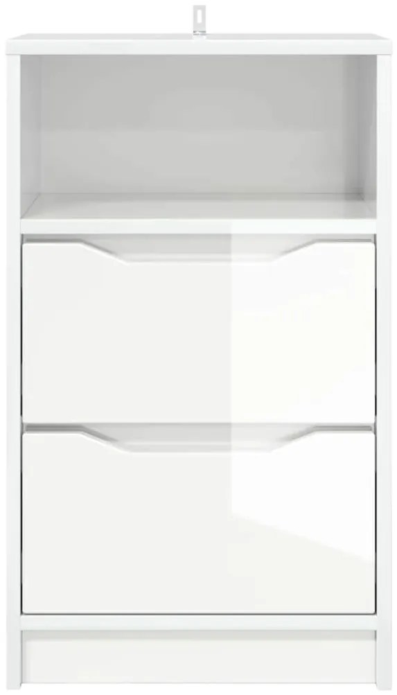 vidaXL Κομοδίνο με συρτάρι Υψηλής γυαλάδας λευκό 40 x 30 x 467 εκ