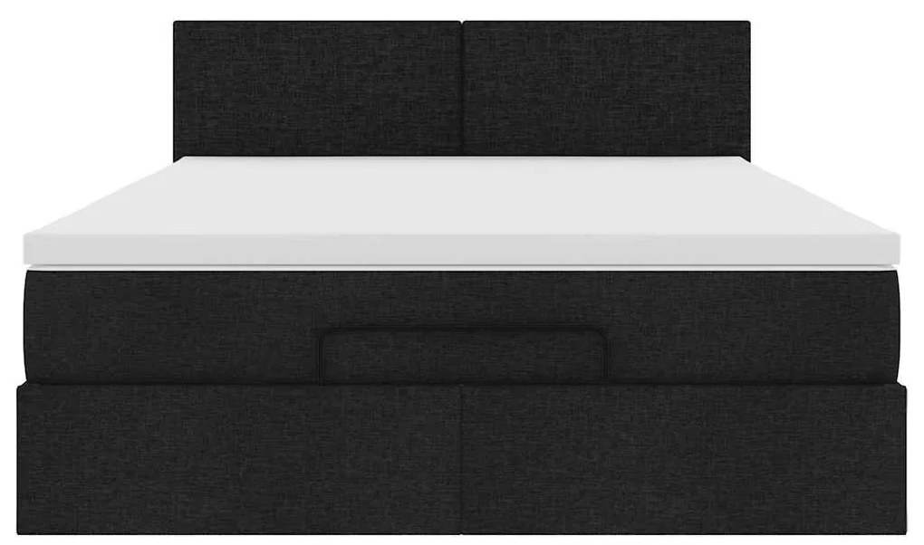 vidaXL Οθωμανικό κρεβάτι με στρώμα Μαύρο 140x200cm Ύφασμα