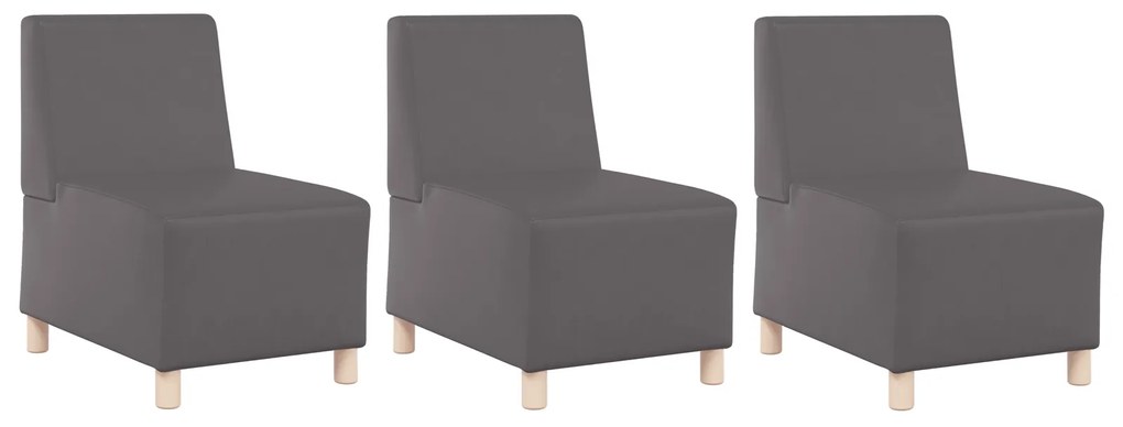 vidaXL Καναπέδες 3 pcs Γκρι 55 x 74 x 82 εκ. Τεχνητό δέρμα