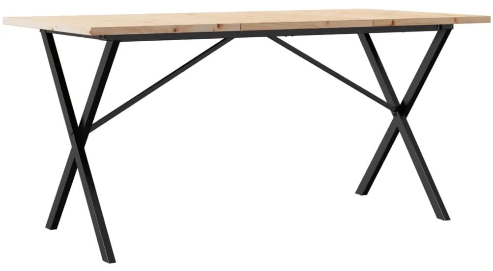 vidaXL Τραπέζι Τραπεζαρίας Πλαίσιο X Μασίφ Πεύκο/Ατσάλι