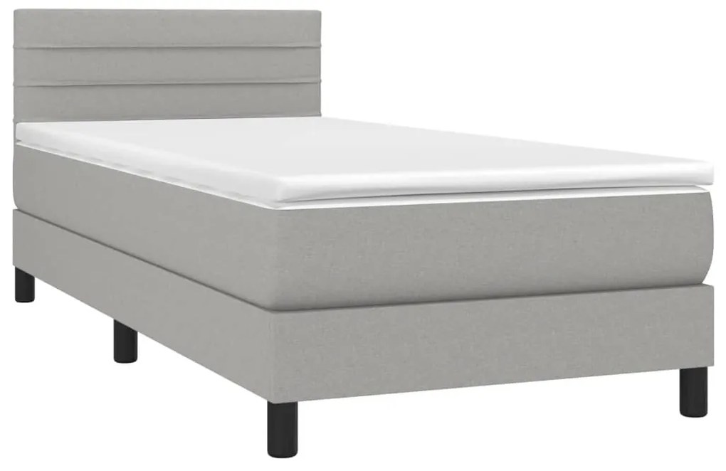 Κρεβάτι Boxspring με Στρώμα Ανοιχτό Γκρι 100x200 εκ. Υφασμάτινο - Γκρι