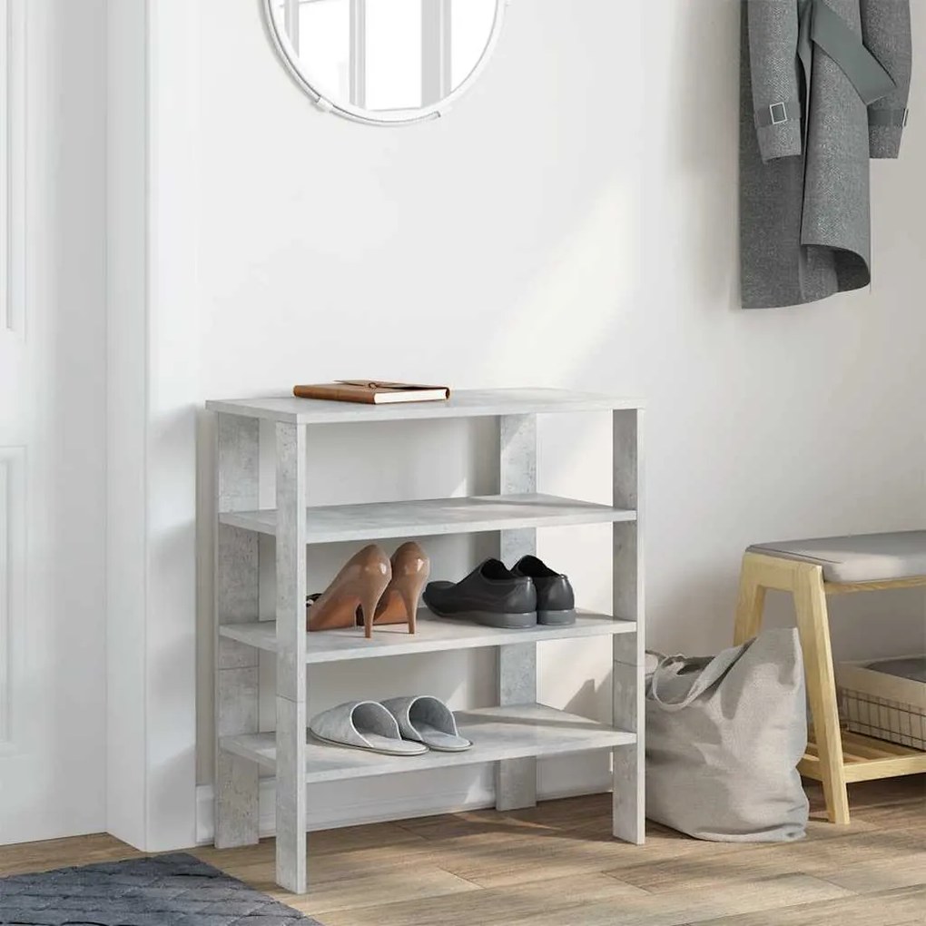 Ράφι παπουτσιών Γκρι μπετόν 61x32x70 cm Κατασκευασμένο ξύλο - Γκρι