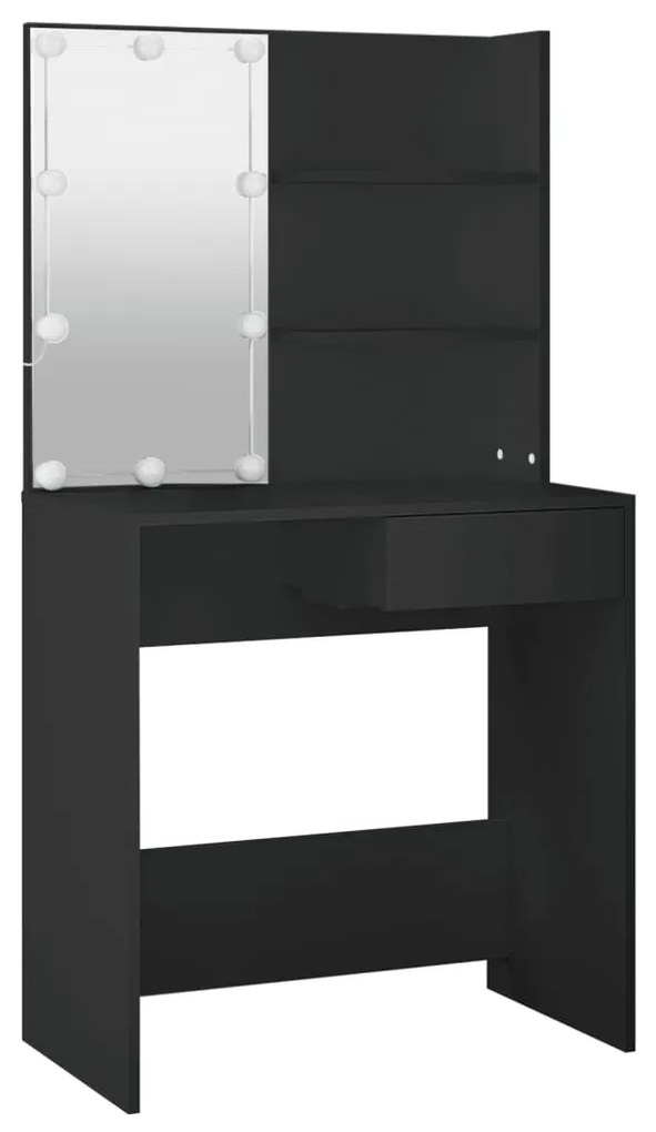 vidaXL Μπουντουάρ με LED Μαύρο 74,5 x 40 x 141 εκ.
