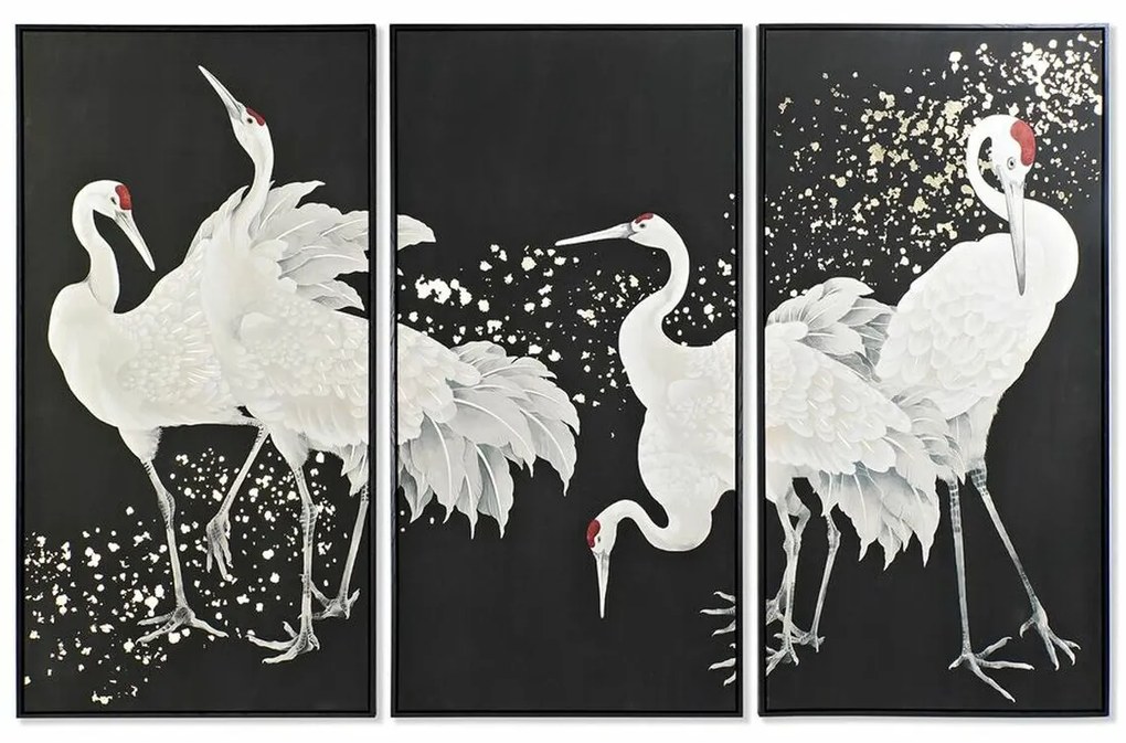 Σετ με 3 κάδρα DKD Home Decor Ανατολικó Ερωδιός (210 x 4 x 140 cm)