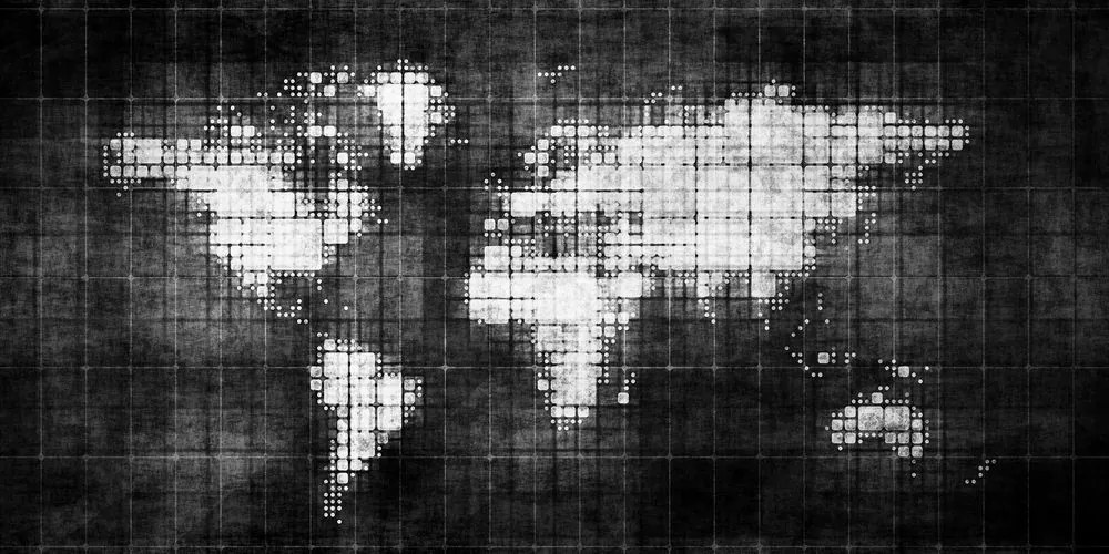 Εικόνα ενός κόσμου από φελλό σε έναν ασπρόμαυρο χάρτη - 100x50  peg