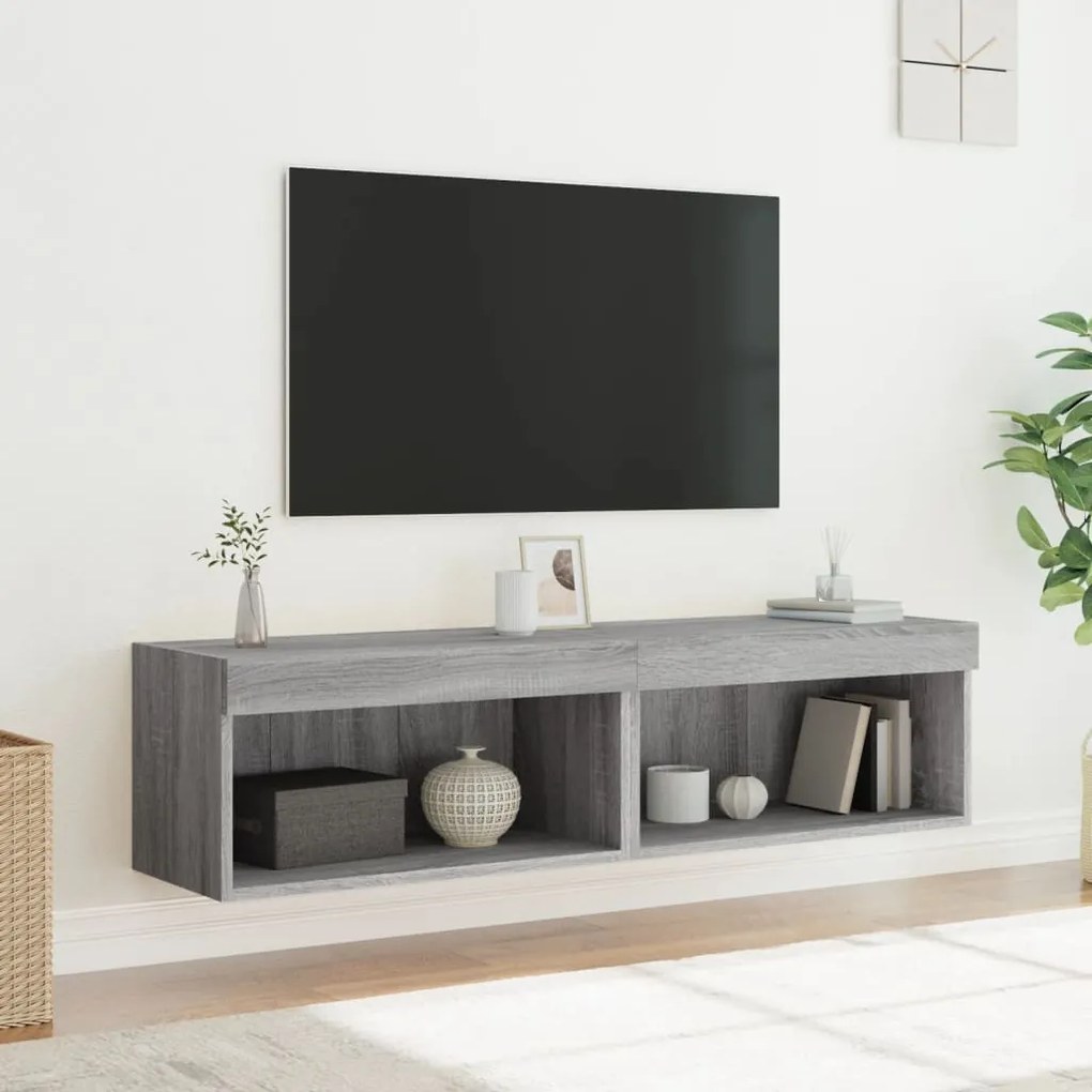 vidaXL Έπιπλα Τηλεόρασης με LED 2 τεμ. Γκρι Sonoma 60 x 30 x 30 εκ.