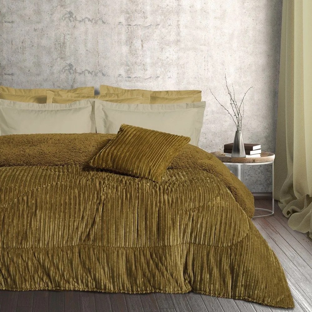 Κουβερτοπάπλωμα Sherpa 1180 Olive Das Home Υπέρδιπλo 220x240cm Πολυέστερ